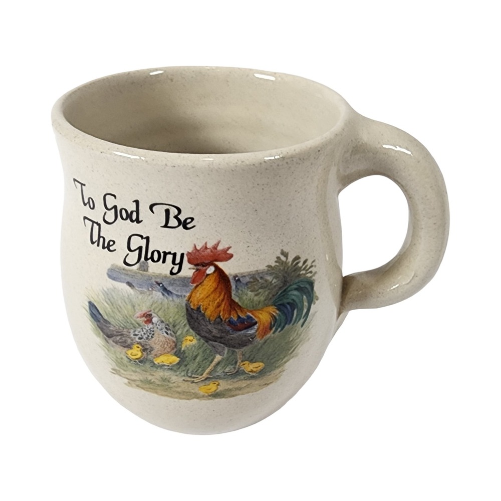 Yesteryears Pottery Marshall‎ Texas To God Be The Glory Rooster Chicken Mug